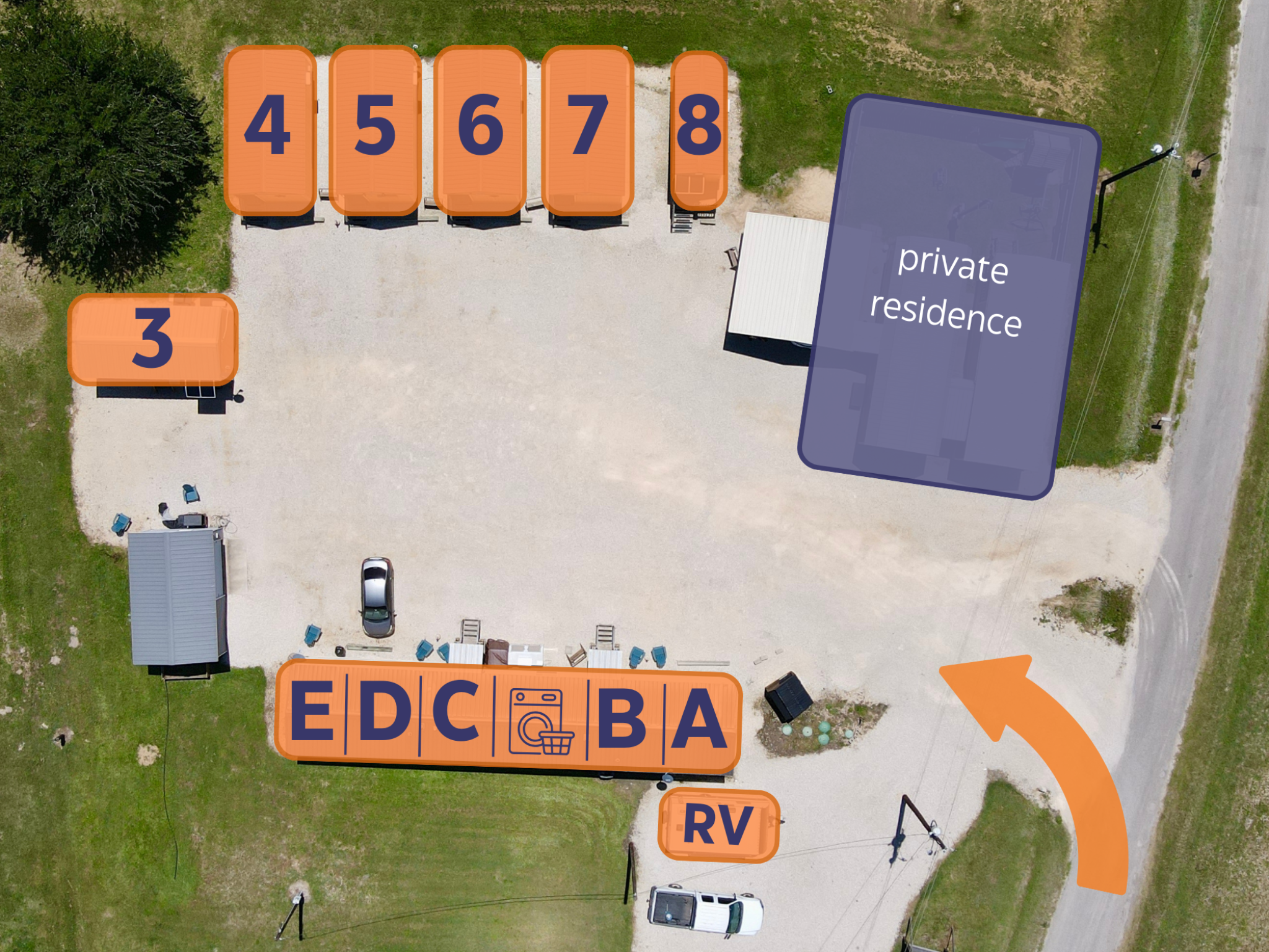Image of an aerial view of Simple Stay cabins